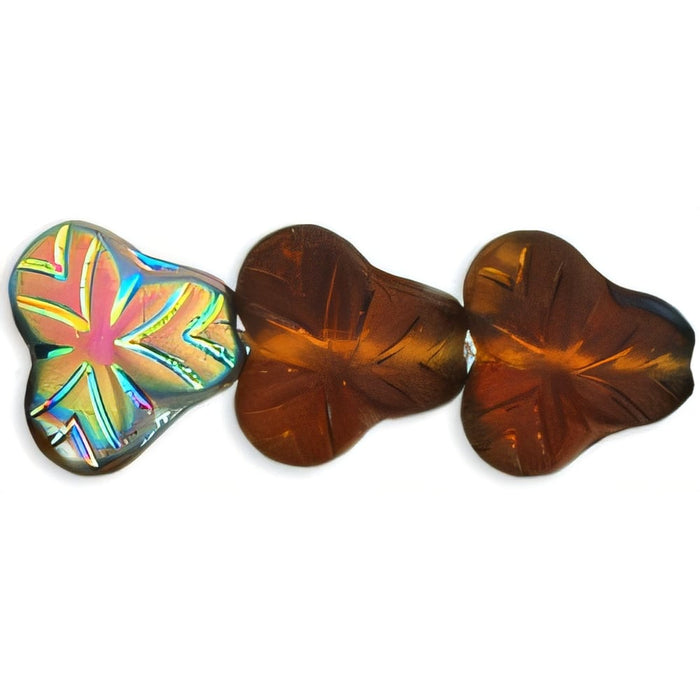 Czech Berry Leaves 9mm Matte - Dk Topaz - Vitral (25pcs)