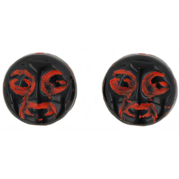 Czech Moon Faces 9mm Jet - Red Inlay 2 (25pcs)