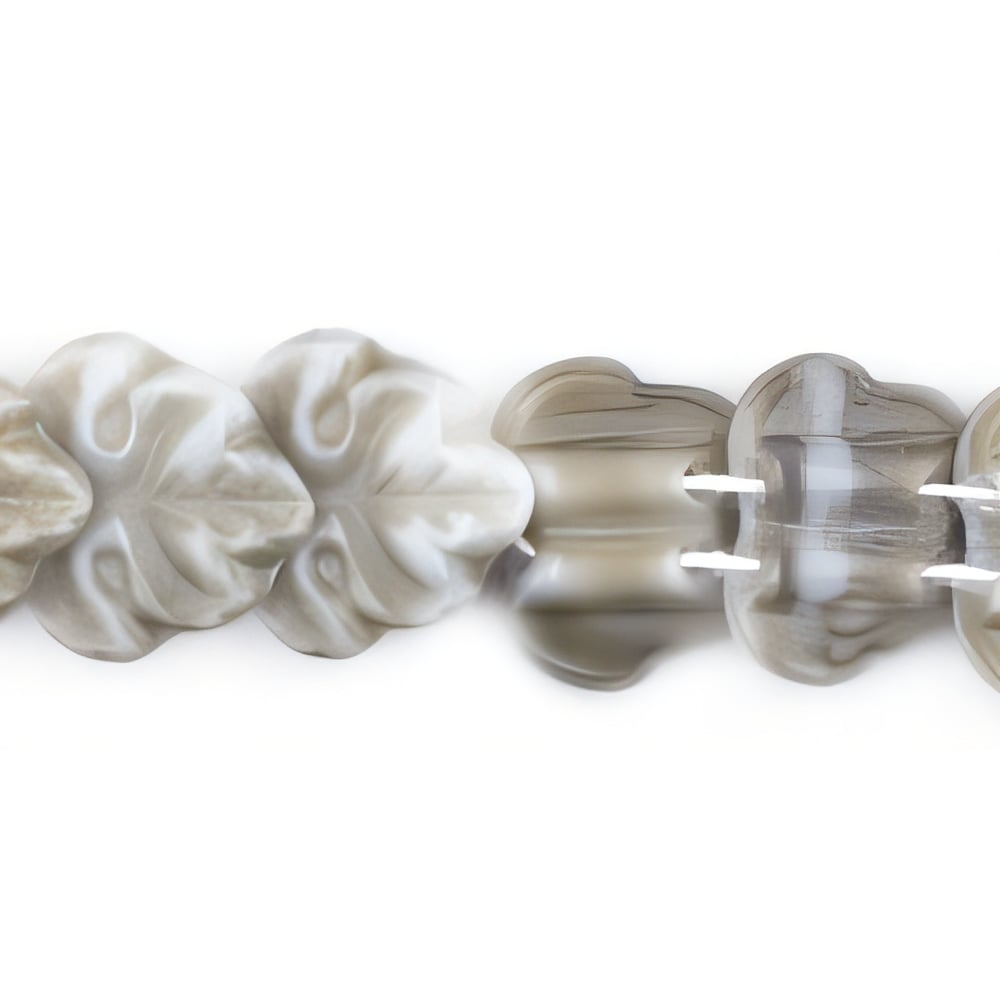Czech Two-Hole Maple Leaves 13mm: Khaki/Gray (25pcs)