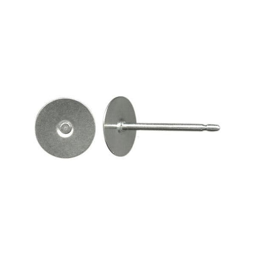 Earring Findings, 9.5mm Long Post with 6mm Glue On Pad, Titanium (10 Pairs)
