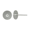 Earring Findings, 9.5mm Long Post with 8mm Stainless Steel Glue On Pad, Titanium (10 Pairs)