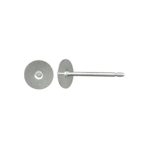 Stainless Steel Earring Post Finding w 5mm Flat Pad (1 Pair)