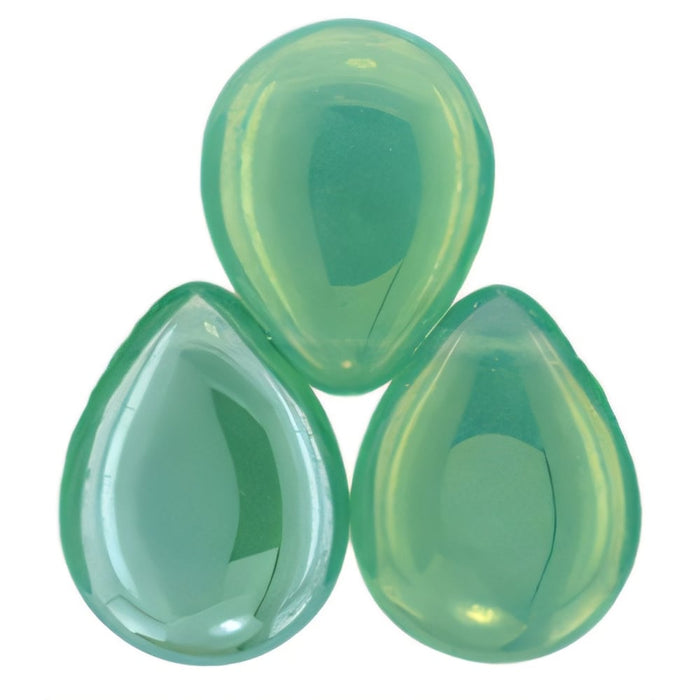 Czech Pear Shaped Drops 16 x 12mm Luster Iris - Milky Peridot (25pcs)