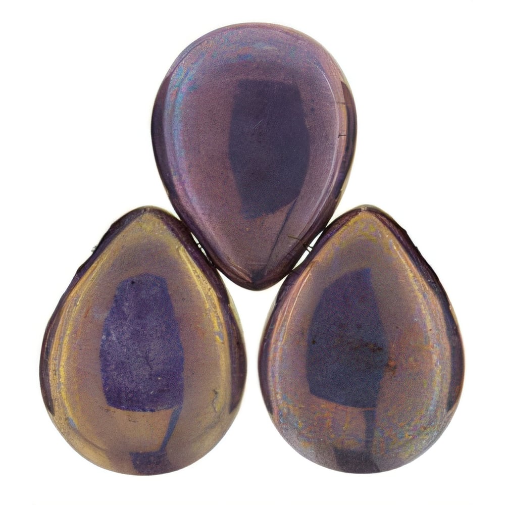 Czech Pear Shaped Drops 16 x 12mm Luster - Opaque Bronzed Smoke (25pcs)