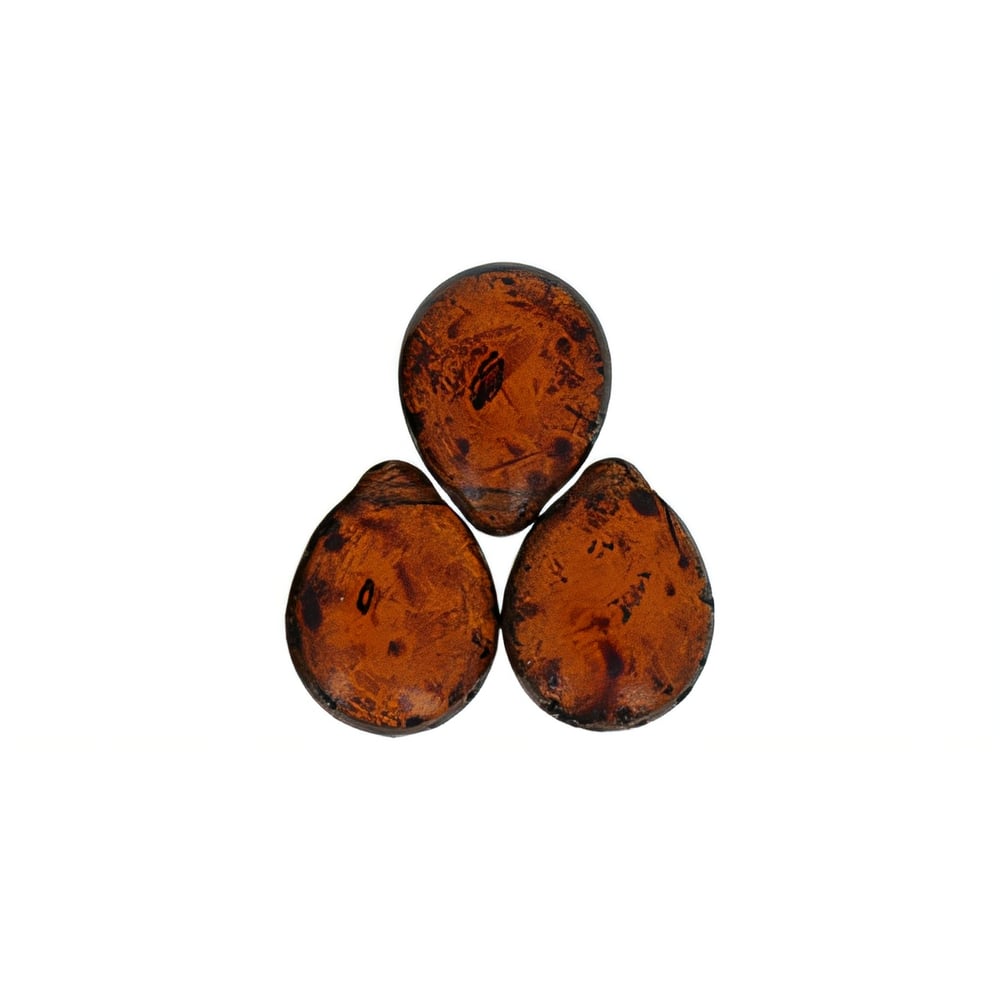 Czech Pear Shaped Drops 16 x 12mm Smoky Topaz - Picasso (25pcs)