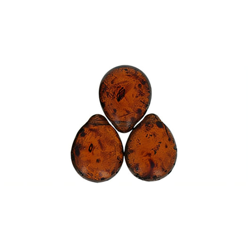 Czech Pear Shaped Drops 16 x 12mm Smoky Topaz - Picasso (25pcs)