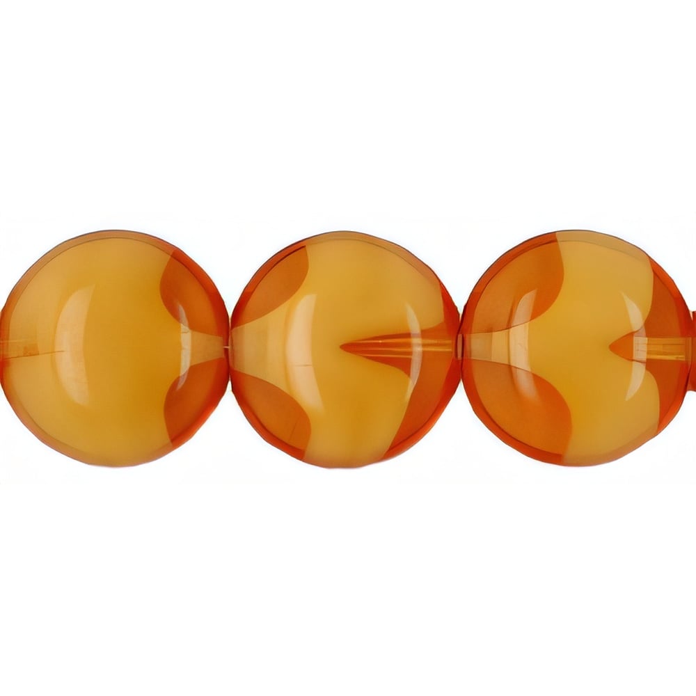 Czech Lentil Round 14mm Topaz/White (25pcs)