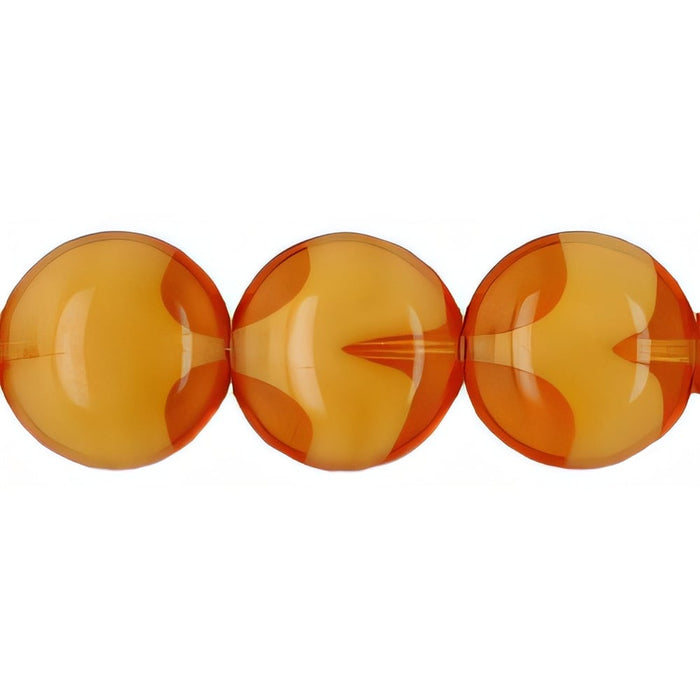 Czech Lentil Round 14mm Topaz/White (25pcs)