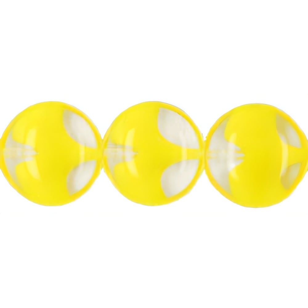 Czech Lentil Round 14mm Crystal/Opaque Yellow (25pcs)