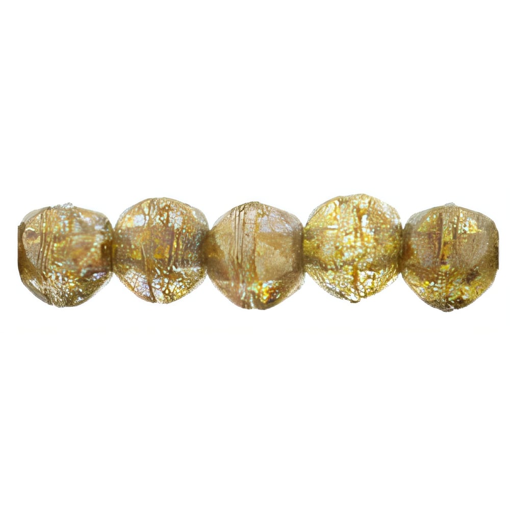 Czech English Cut Round 3mm Luster - Transparent Gold/Smokey Topaz (50pcs)