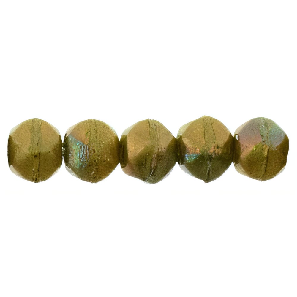 Czech English Cut Round 3mm Oxidized Bronze Chartreuse (50pcs)