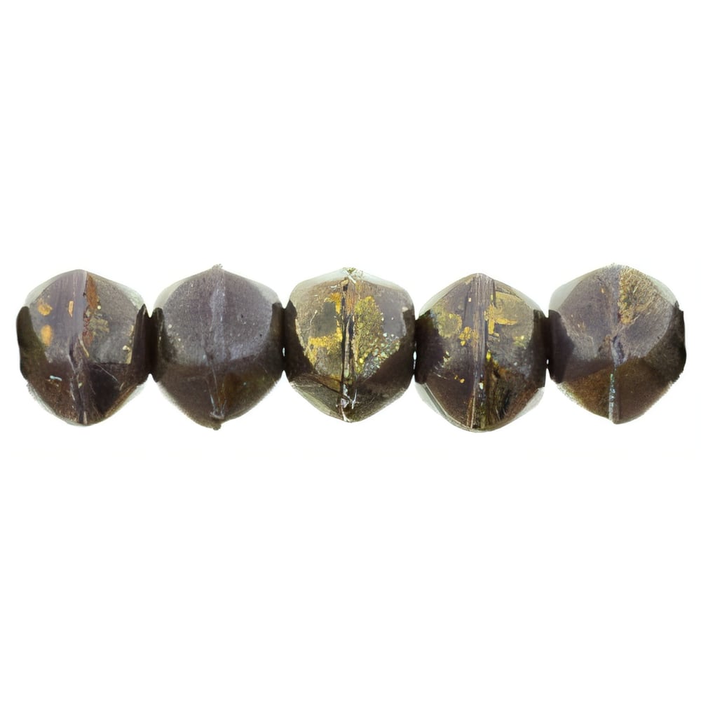Czech English Cut Round 3mm Opaque Purple - Bronze Picasso (50pcs)