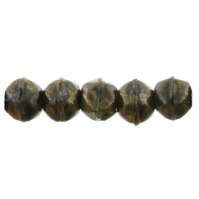 Czech English Cut Round 3mm Jet - Bronze Picasso (50pcs)