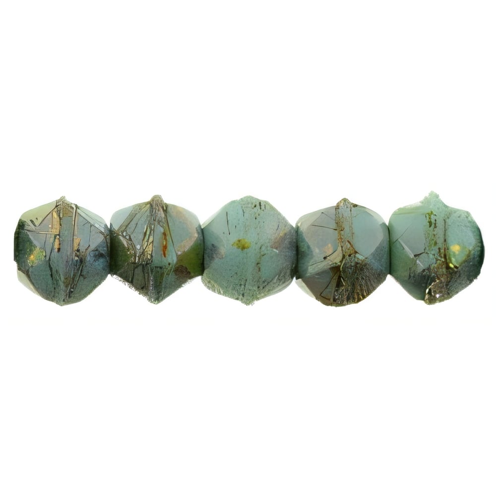 Czech English Cut Round 3mm Turquoise - Bronze Picasso (50pcs)