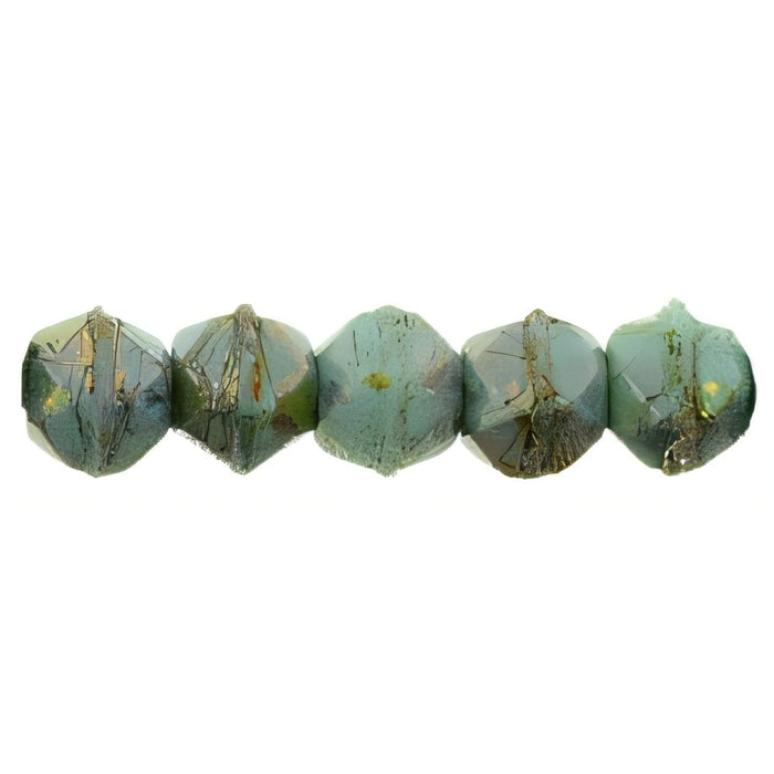 Czech English Cut Round 3mm Turquoise - Bronze Picasso (50pcs)