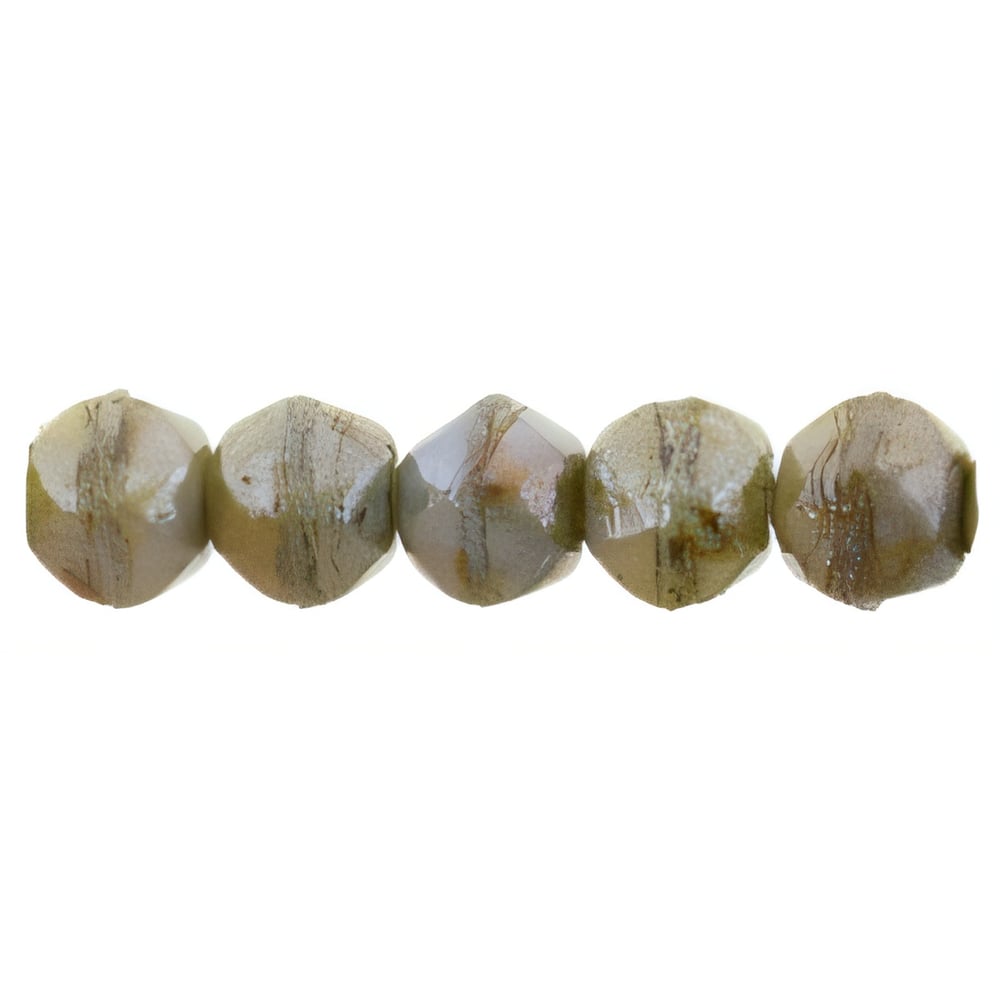 Czech English Cut Round 3mm Luster - Opaque Green (50pcs)