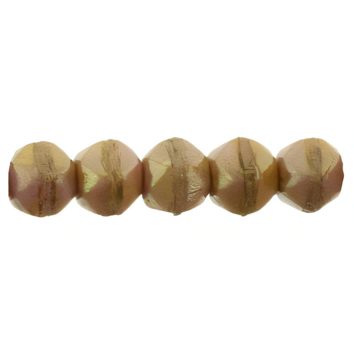 Czech English Cut Round 3mm Luster - Opaque Rose/Gold Topaz (50pcs)
