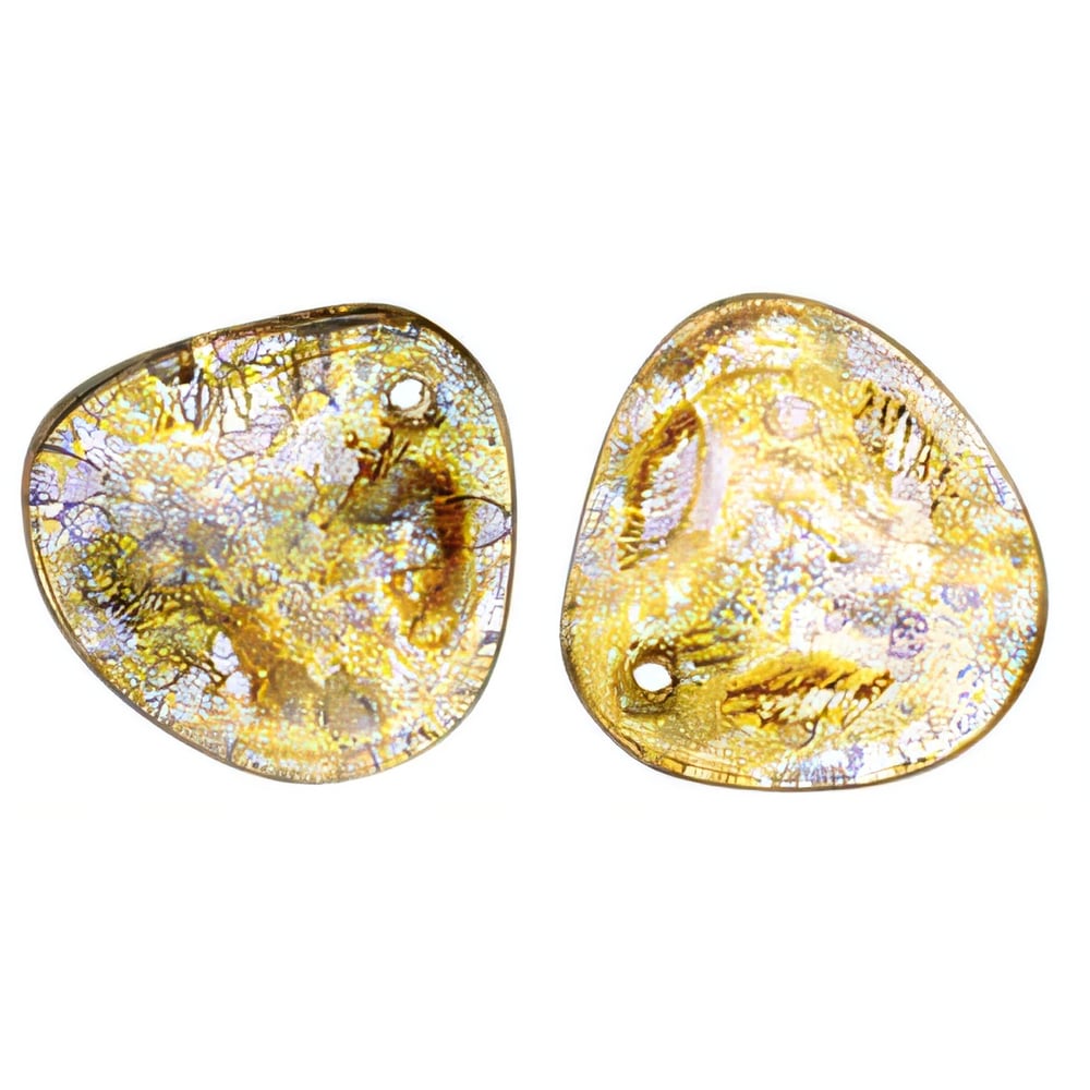 Czech Rose Petals 14 x 13mm Crystal - Bronze Picasso (25pcs)
