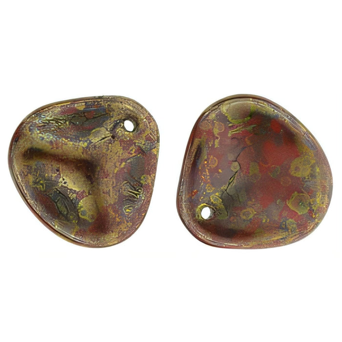 Czech Rose Petals 14 x 13mm Opaque Red - Bronze Picasso (25pcs)