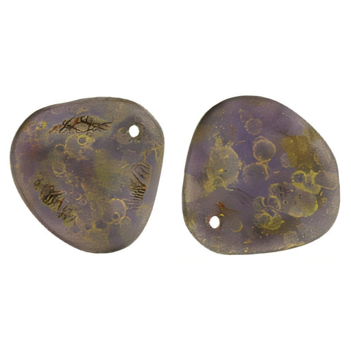 Czech Rose Petals 14 x 13mm Tanzanite - Copper Picasso (25pcs)