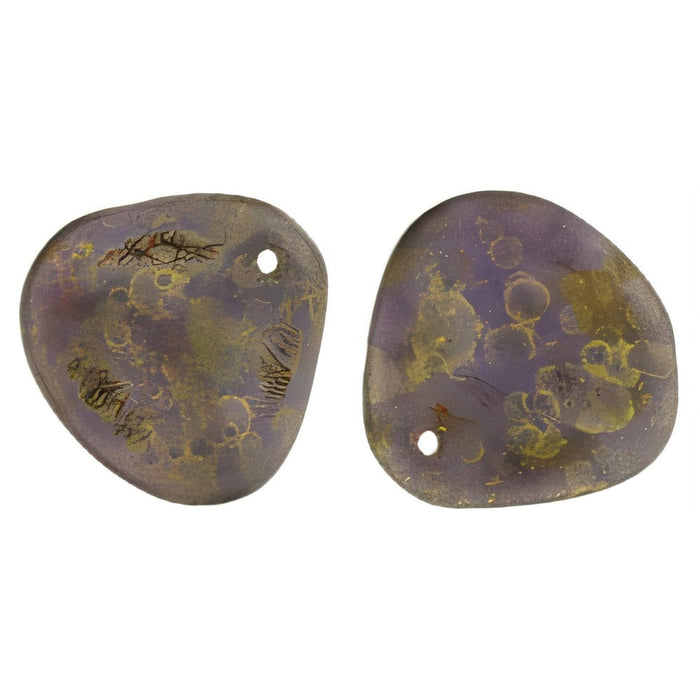 Czech Rose Petals 14 x 13mm Tanzanite - Copper Picasso (25pcs)