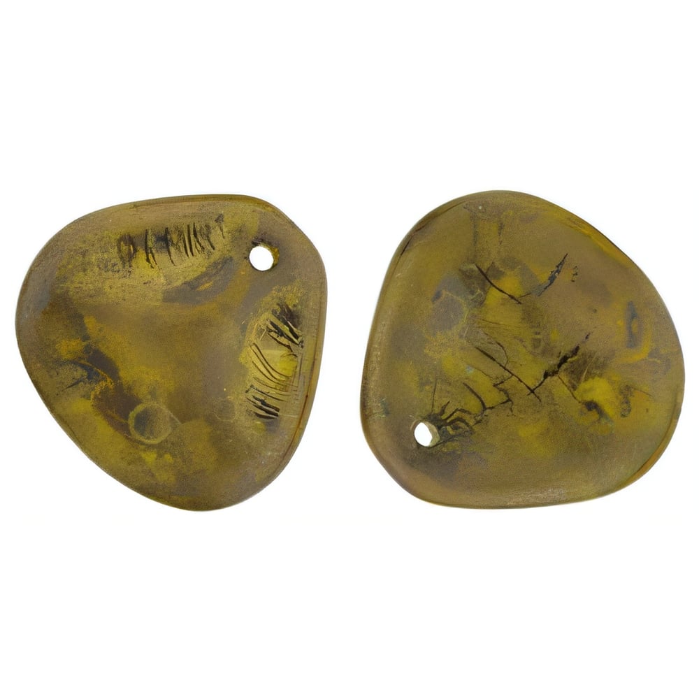 Czech Rose Petals 14 x 13mm Opaque Yellow - Copper Picasso (25pcs)