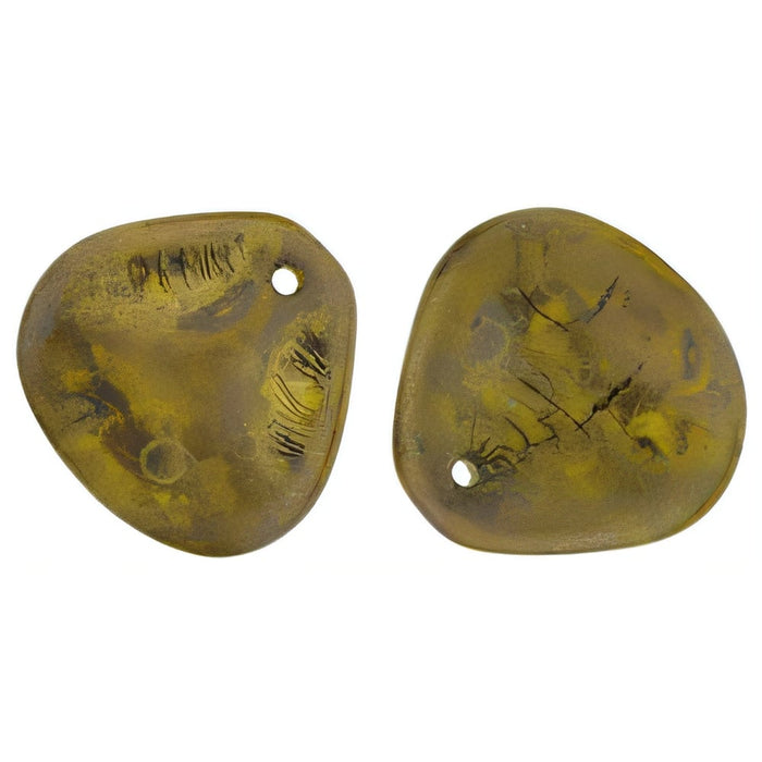 Czech Rose Petals 14 x 13mm Opaque Yellow - Copper Picasso (25pcs)