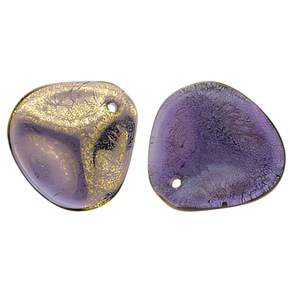 Czech Rose Petals 14 x 13mm Gold - Tanzanite (25pcs)