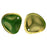 Czech Rose Petals 14 x 13mm Gold - Milky Emerald (25pcs)