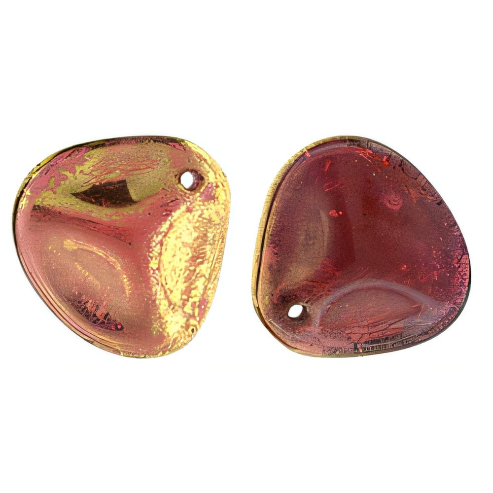 Czech Rose Petals 14 x 13mm Gold - Mauve (25pcs)