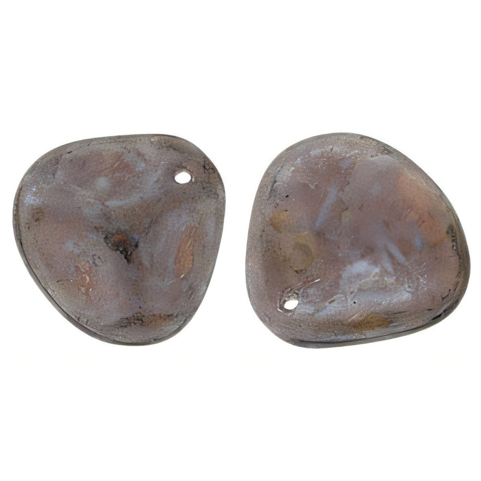 Czech Rose Petals 14 x 13mm Luster - Stone Topaz/Milky Amethyst (25pcs)