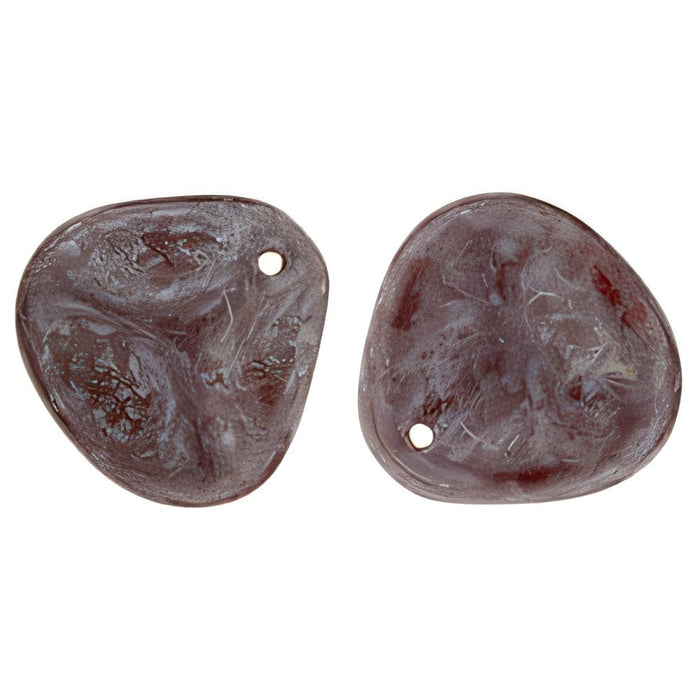 Czech Rose Petals 14 x 13mm Luster - Stone Topaz/Oxblood (25pcs)