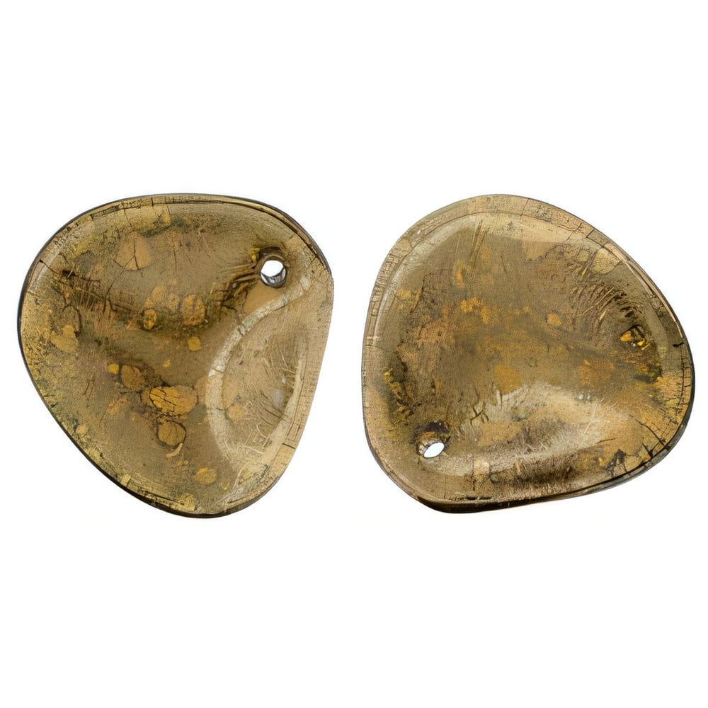 Czech Rose Petals 14 x 13mm Smoky Topaz - Moon Dust (25pcs)