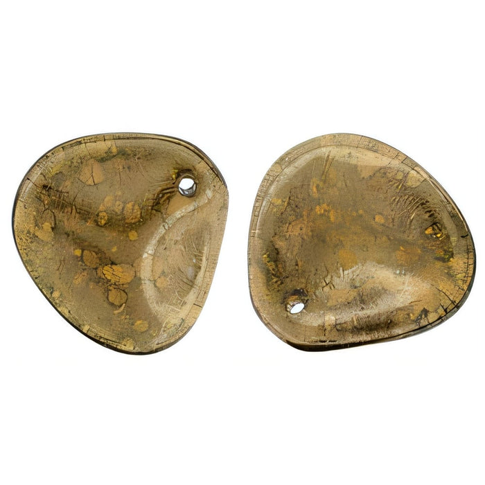 Czech Rose Petals 14 x 13mm Smoky Topaz - Moon Dust (25pcs)