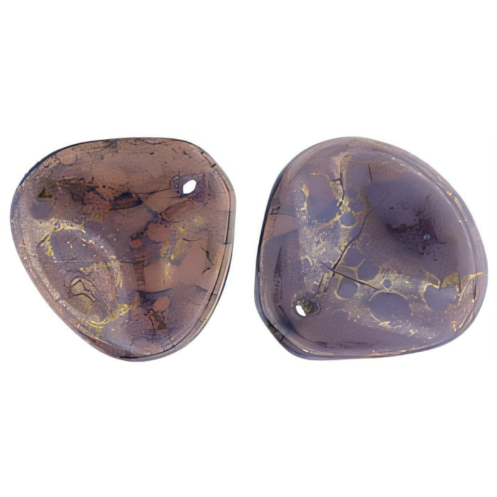 Czech Rose Petals 14 x 13mm Milky Amethyst - Moon Dust (25pcs)