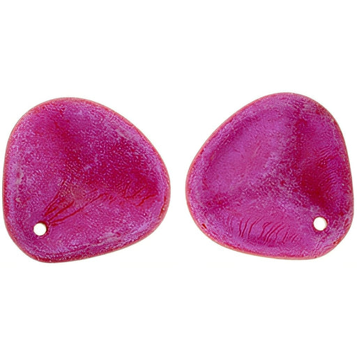 Czech Rose Petals 14 x 13mm Opalescent Neon Pink (25pcs)
