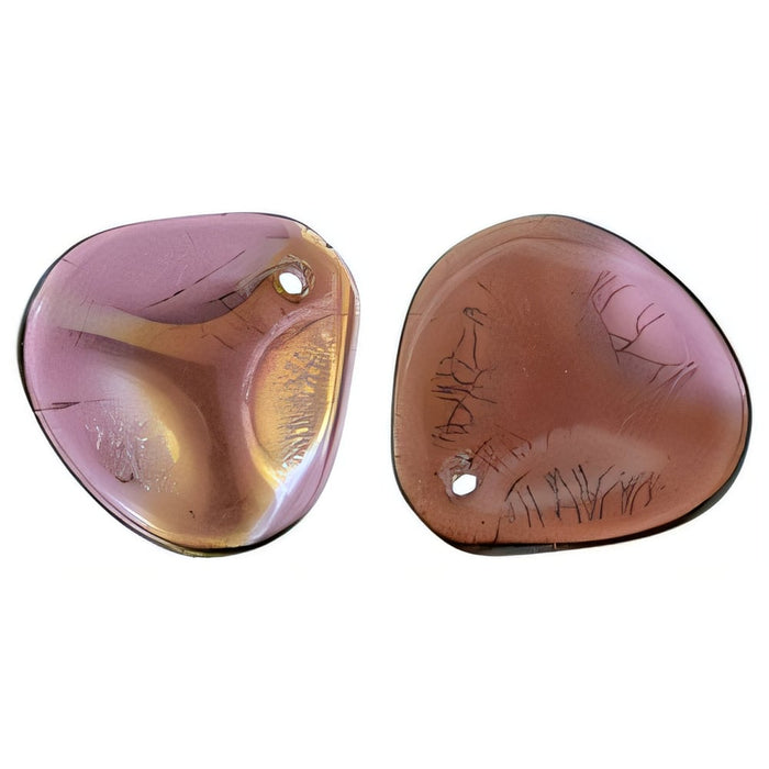 Czech Rose Petals 14 x 13mm Twilight - Fuchsia (25pcs)