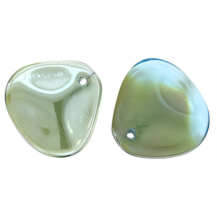 Czech Rose Petals 14 x 13mm Aquamarine - Celsian (25pcs)