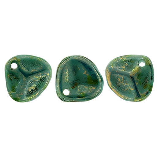 Czech Rose Petals 8 x 7mm Persian Turquoise - Bronze Picasso (50pcs)