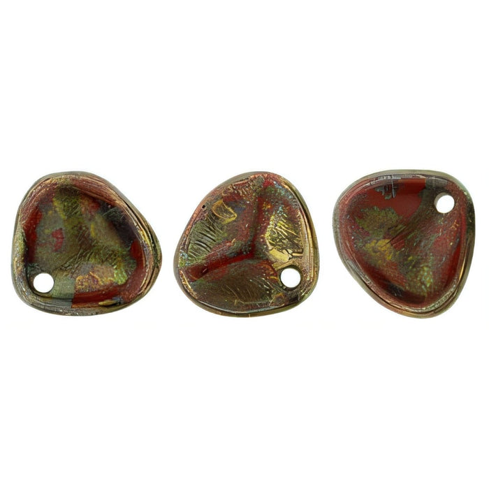 Czech Rose Petals 8 x 7mm Opaque Red - Bronze Picasso (50pcs)