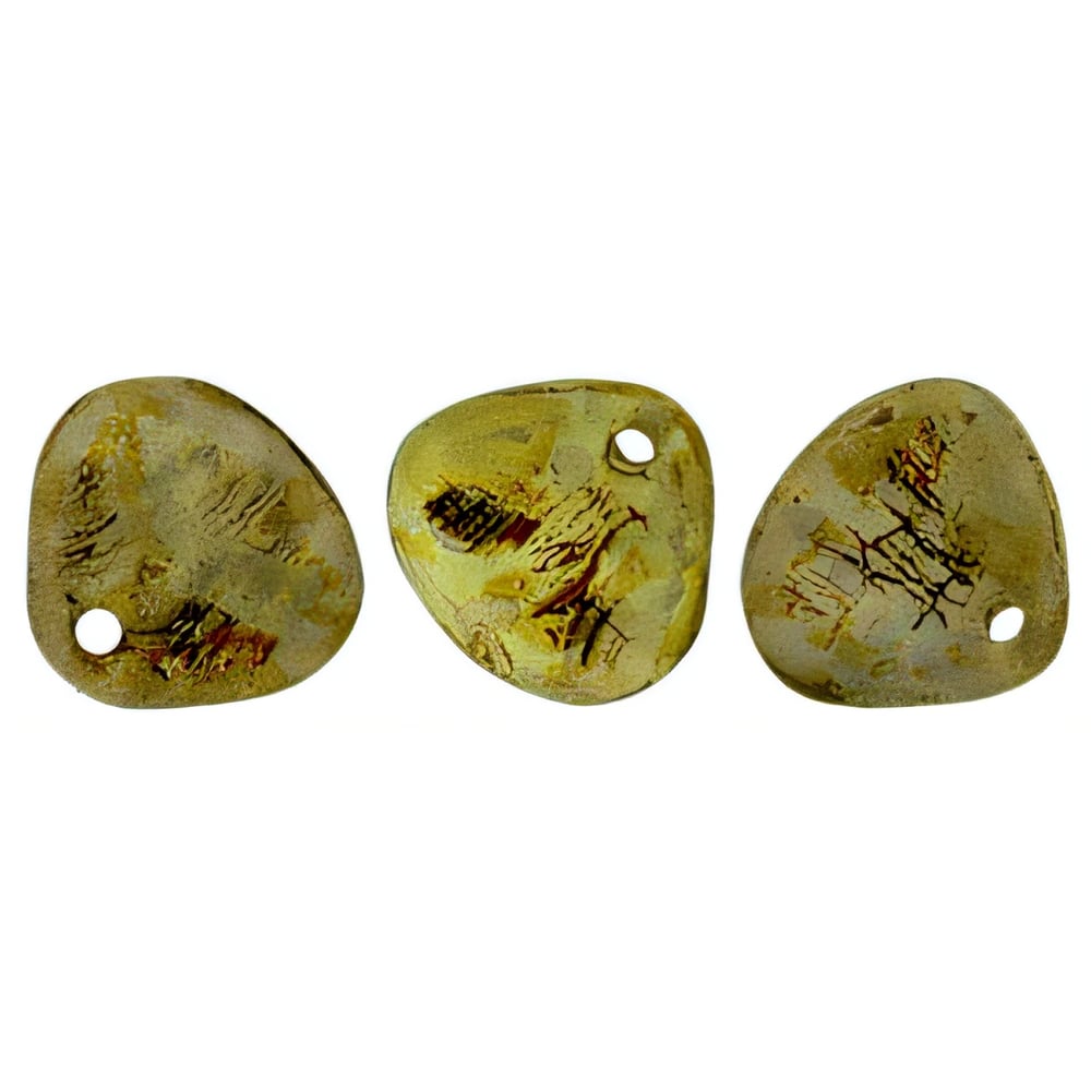 Czech Rose Petals 8 x 7mm Milky Peridot - Copper Picasso (50pcs)
