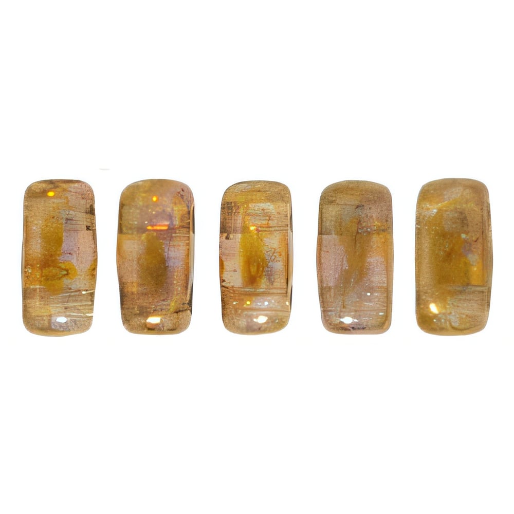 Czech CzechMates Bricks 6 x 3mm Luster - Transparent Gold/Smokey Topaz (50pcs)
