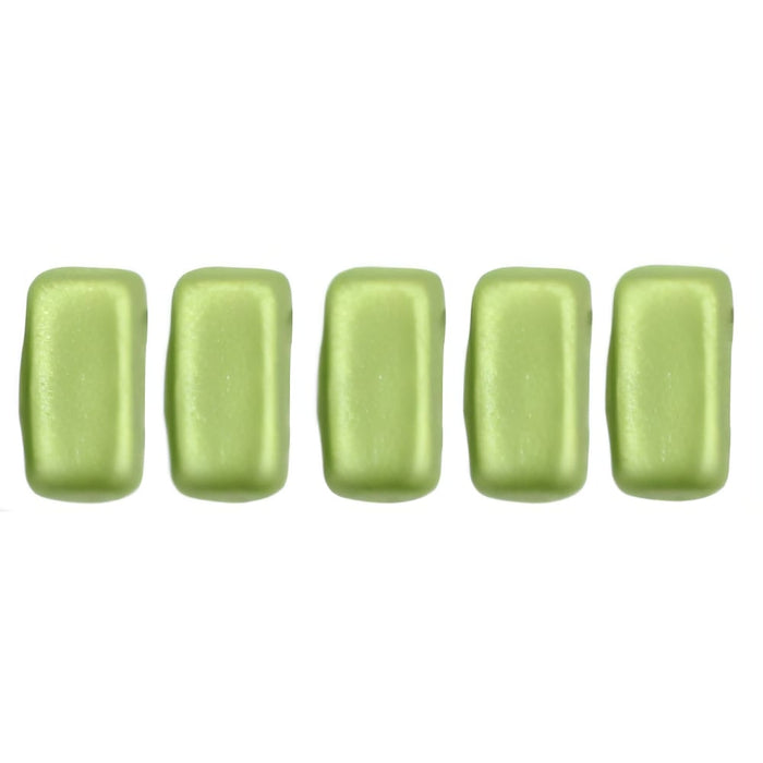 Czech CzechMates Bricks 6 x 3mm Pearl Coat - Olive (50pcs)