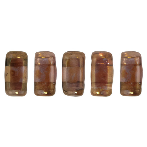 Czech CzechMates Bricks 6 x 3mm Luster - Rose/Gold Topaz (50pcs)