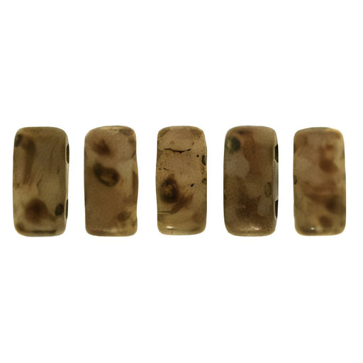 Czech CzechMates Bricks 6 x 3mm Opaque Lt Beige - Copper Picasso (50pcs)
