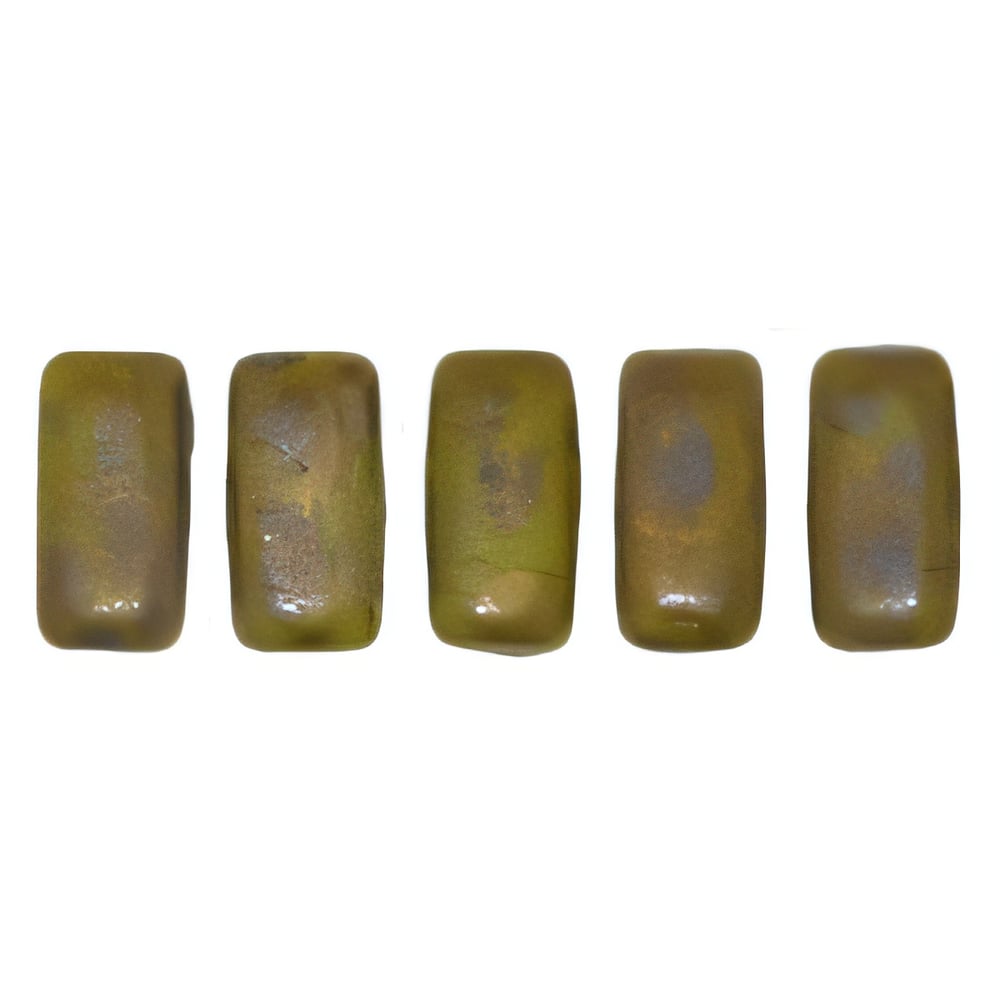 Czech CzechMates Bricks 6 x 3mm Opaque Olive - Copper Picasso (50pcs)