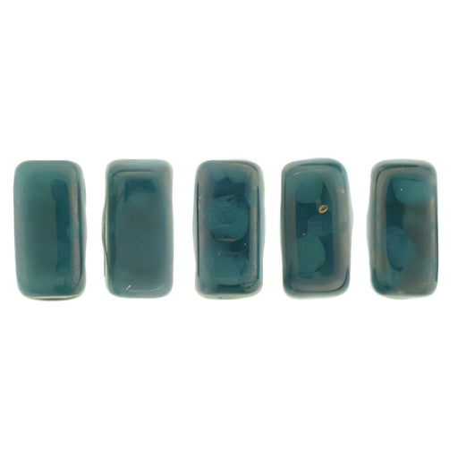 Czech CzechMates Bricks 6 x 3mm Persian Turquoise - Moon Dust (50pcs)