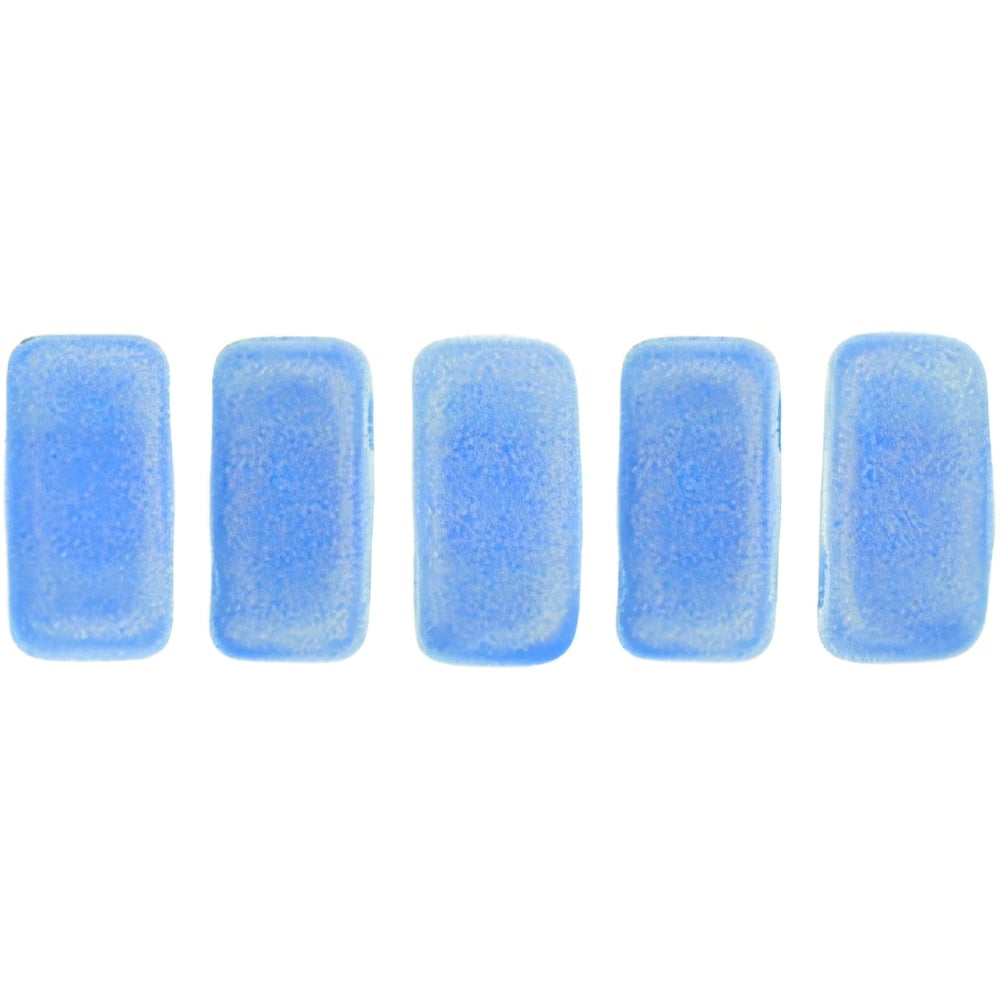 Czech CzechMates Bricks 6 x 3mm Sueded Gold Opaque Baby Blue (50pcs)