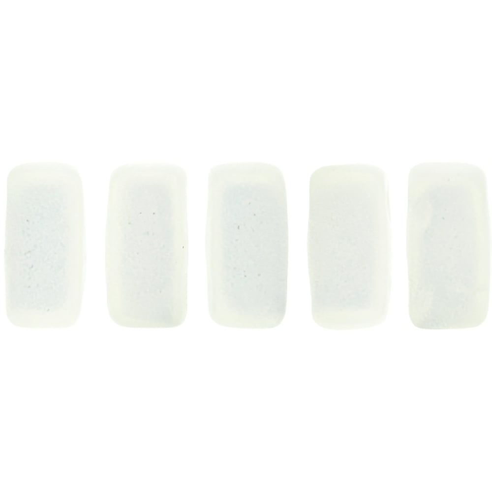 Czech CzechMates Bricks 6 x 3mm Sueded Gold Lamé Opaque White (50pcs)
