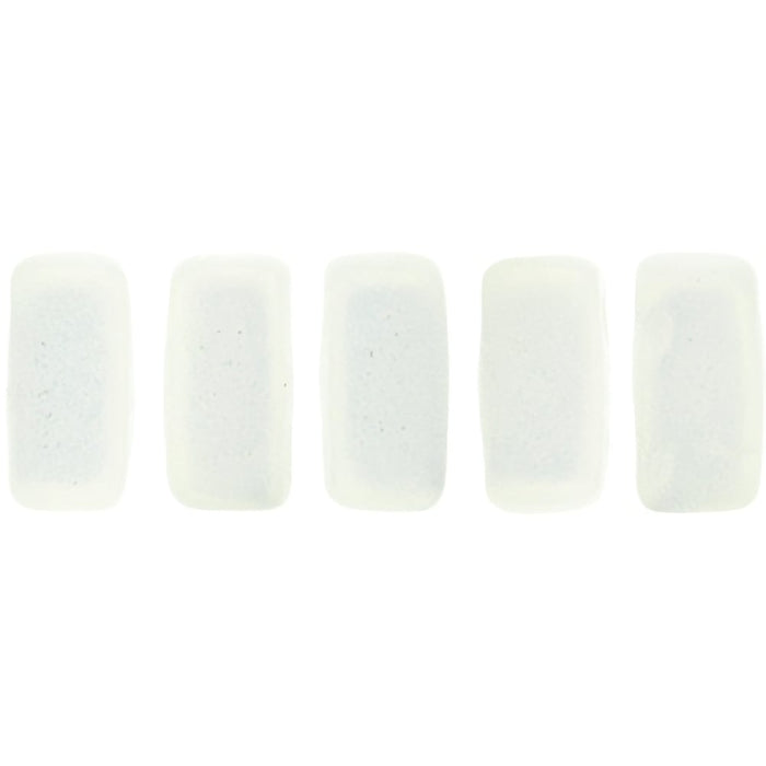 Czech CzechMates Bricks 6 x 3mm Sueded Gold Lamé Opaque White (50pcs)